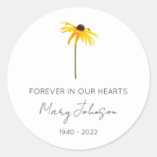 Simple Black eyed susan Memorial  Classic Round Sticker