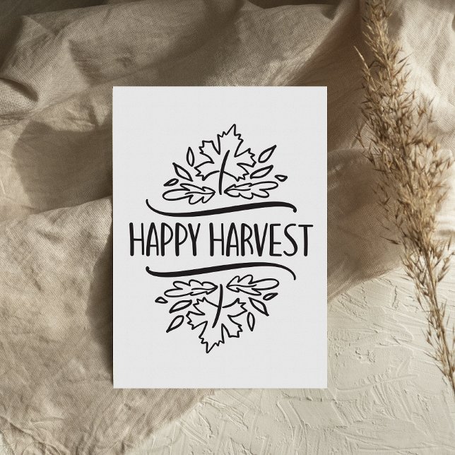 Simple Black Fall Happy Harvest Thanksgiving card (Creator Uploaded)