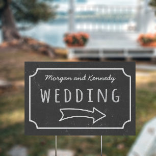 Simple Black Faux Chalkboard Wedding Sign