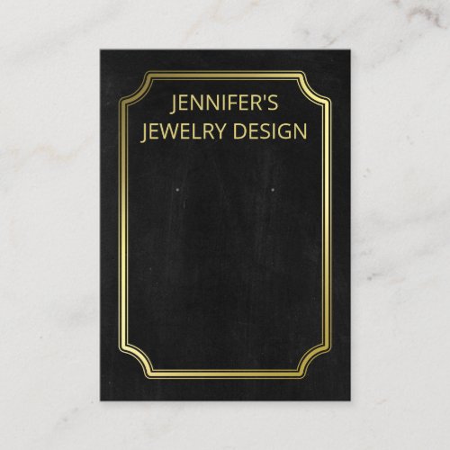 Simple Black FAUX Gold Foil Earring Display Business Card
