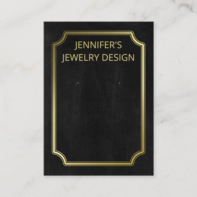 Simple Black FAUX Gold Foil Earring Display Business Card (Front)