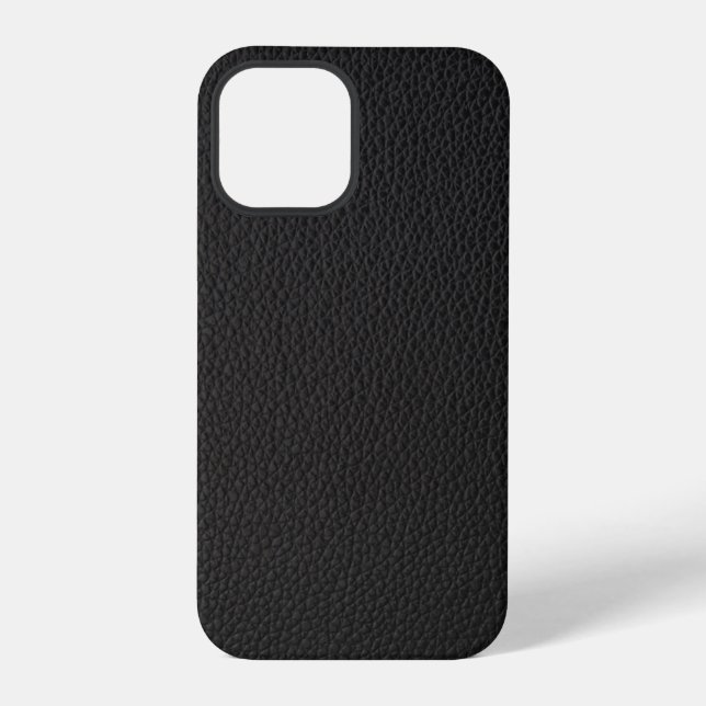 Simple black faux leather iphone case (Back)