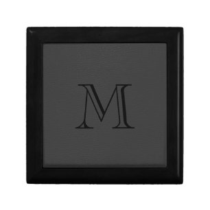 Simple Black Faux Leather Look Monogram Gift Box