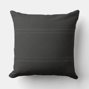 Simple Black Faux Leather Look Pattern Throw Pillow