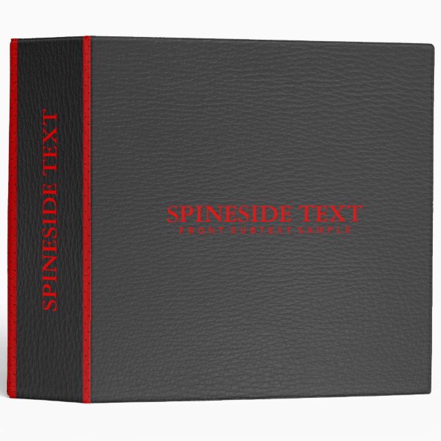 Simple Black  Faux Leather Look Red Accents Binder (Front/Spine)