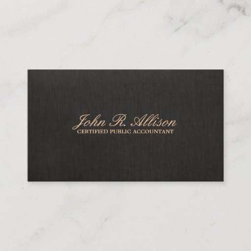 Customizable Simple Black Faux Linen Accountant Business Card