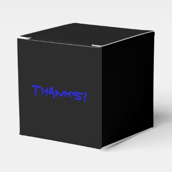 Simple Black Favor Box Blue Custom Text by PartyPrep at Zazzle