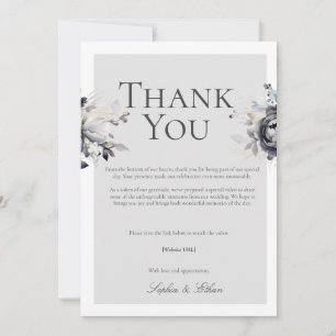 Simple Black Floral Digital Thank You Card