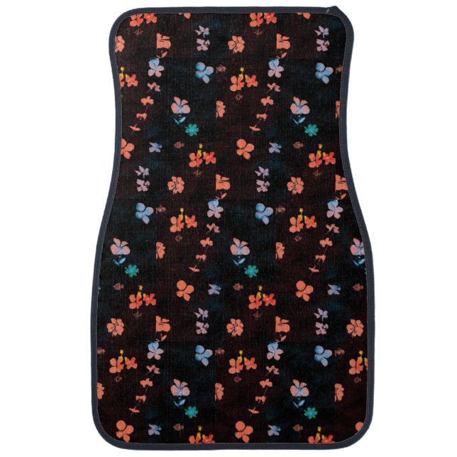Simple black flowery pattern car floor mat (Front)