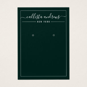 Simple Black Forest Cursive Earring Display Card