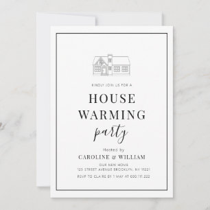 simple black frame housewarming invitation