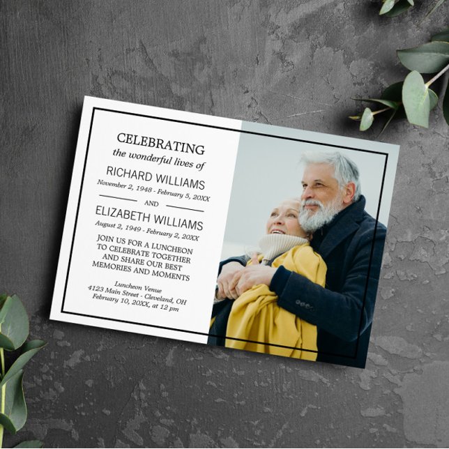 Simple Black Frame Photo Double Memorial Invitation (Creator Uploaded)