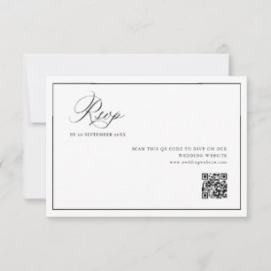 simple black frame wedding QR code RSVP card