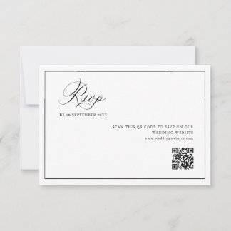 simple black frame wedding QR code RSVP card
