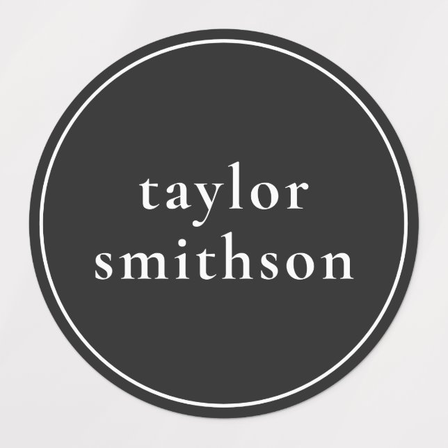   Simple Black Gender Neutral Add Your Name School Labels (Design 1)