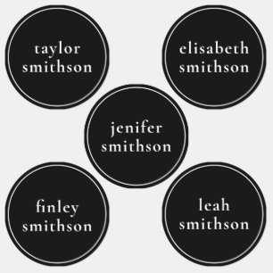 Simple Black Gender Neutral Add Your Name School Labels