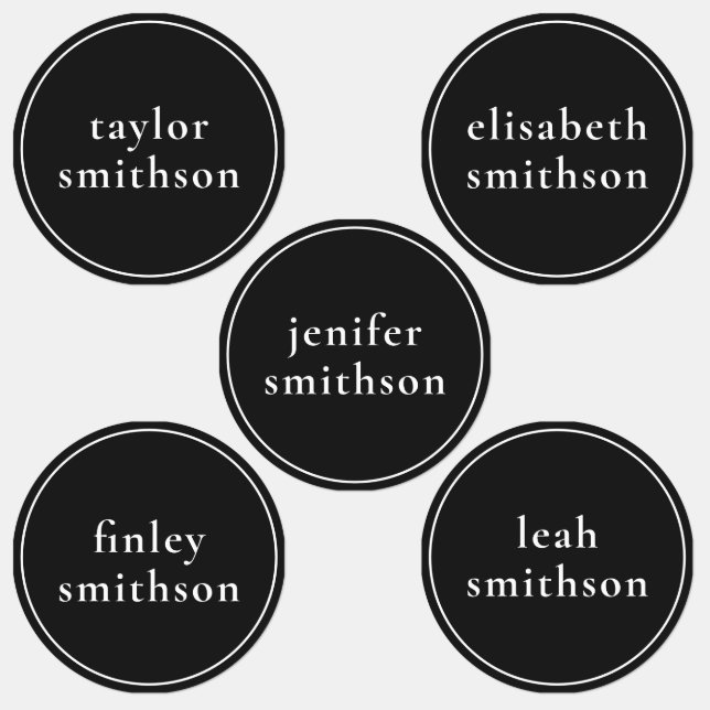   Simple Black Gender Neutral Add Your Name School Labels (Group)