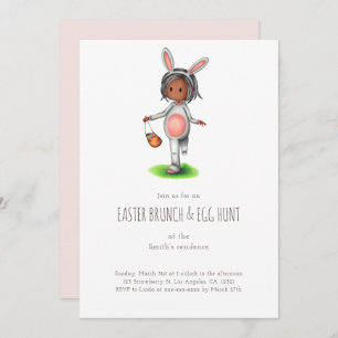 Simple Black Girl Easter Brunch Egg Hunt Invitation