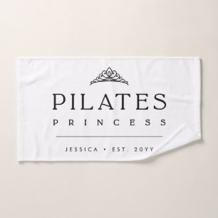 Simple Black Girly Personalized Pilates Princess Hand Towel