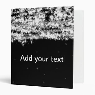 Simple black glitter sparkle stars add your text c 3 ring binder