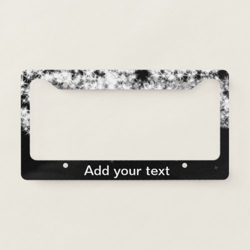 Simple black glitter sparkle stars add your text c license plate frame