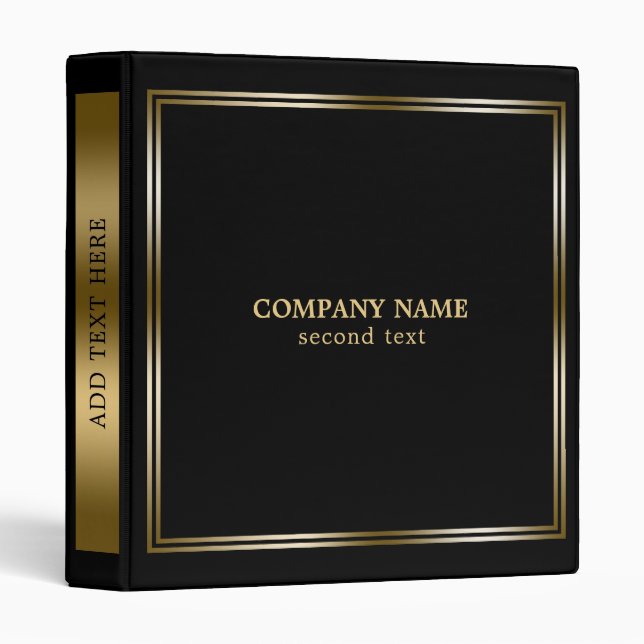 Simple Black & Gold 3 Ring Binder (Front/Spine)