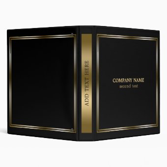 Simple Black & Gold 3 Ring Binder | Zazzle