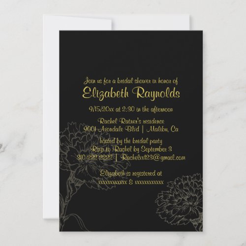 Simple Black &amp; Gold Bridal Shower Invitations