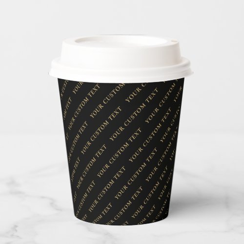 Simple Black  Gold Custom Text Your Name Pattern Paper Cups