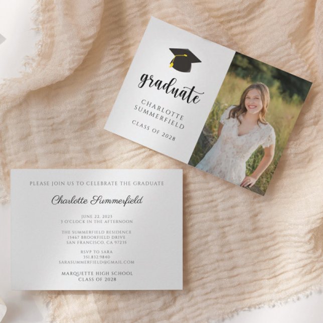 Simple Black Gold Graduation Cap Tassel  Invitation (Creator Uploaded)