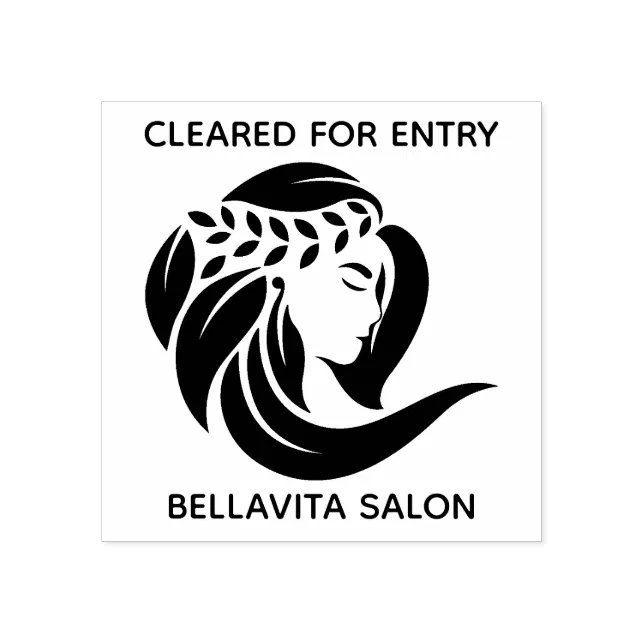 Simple Black Gold Hair Salon Covid Cleared Entry Rubber Stamp | Zazzle