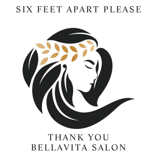 Simple Black Gold Hair Salon Logo Covid Floor Sticker
