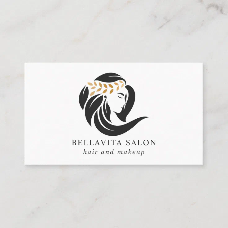 Simple Black Gold Hair Salon Logo Hair Stylist Business Card | Zazzle