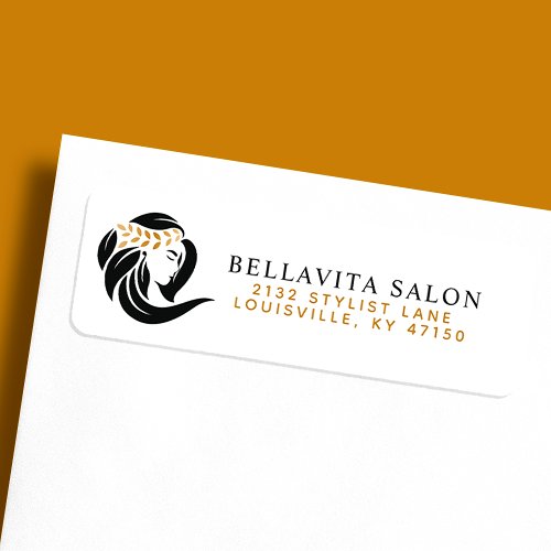 Address Labels 17 Simple Black Gold Hair Salon Logo Return Address Label