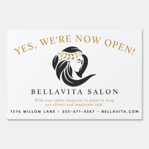 Custom Banners And Signs 8 Simple Black Gold Hair Salon Logo We'Re Now Open Sign