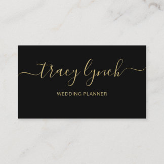 Simple Black gold Handwritten Script Calligraphy Business Card