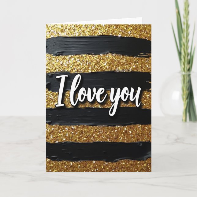 Simple Black Gold I Love You Card (Front)