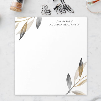 Simple Black Gold Leaves From The Desk Of Notepad