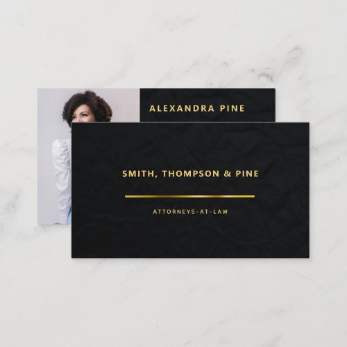Simple Black Gold Line Corporate Photo Business Business Card