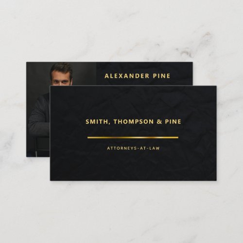 Simple Black Gold Line Professional Photo Business Business Card