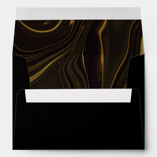 Simple Black Gold Marble Wedding  Envelope