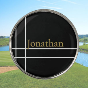 Simple black gold minimalist custom name golf ball marker
