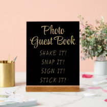 Simple Black Gold Modern Cute Photo Guestbook Sign