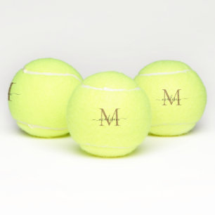 Simple Black Gold Monogram Elegant Feminine Script Tennis Balls