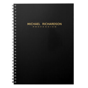 Simple Black Gold Named Business Notebook