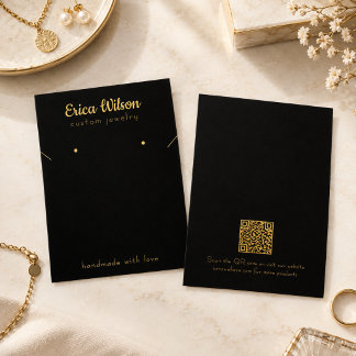 Simple Black & Gold Necklace Earring Display card