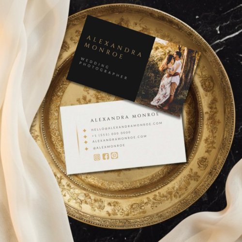 Simple Black & Gold Photographer Business Card