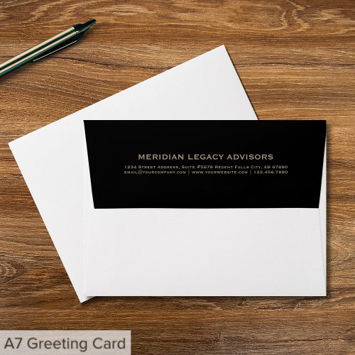 Simple Black Gold Return Address Envelope