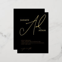 Simple Black Gold Script Wedding Gold