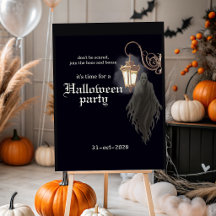 Simple Black Gold Spooky Lantern Halloween Party